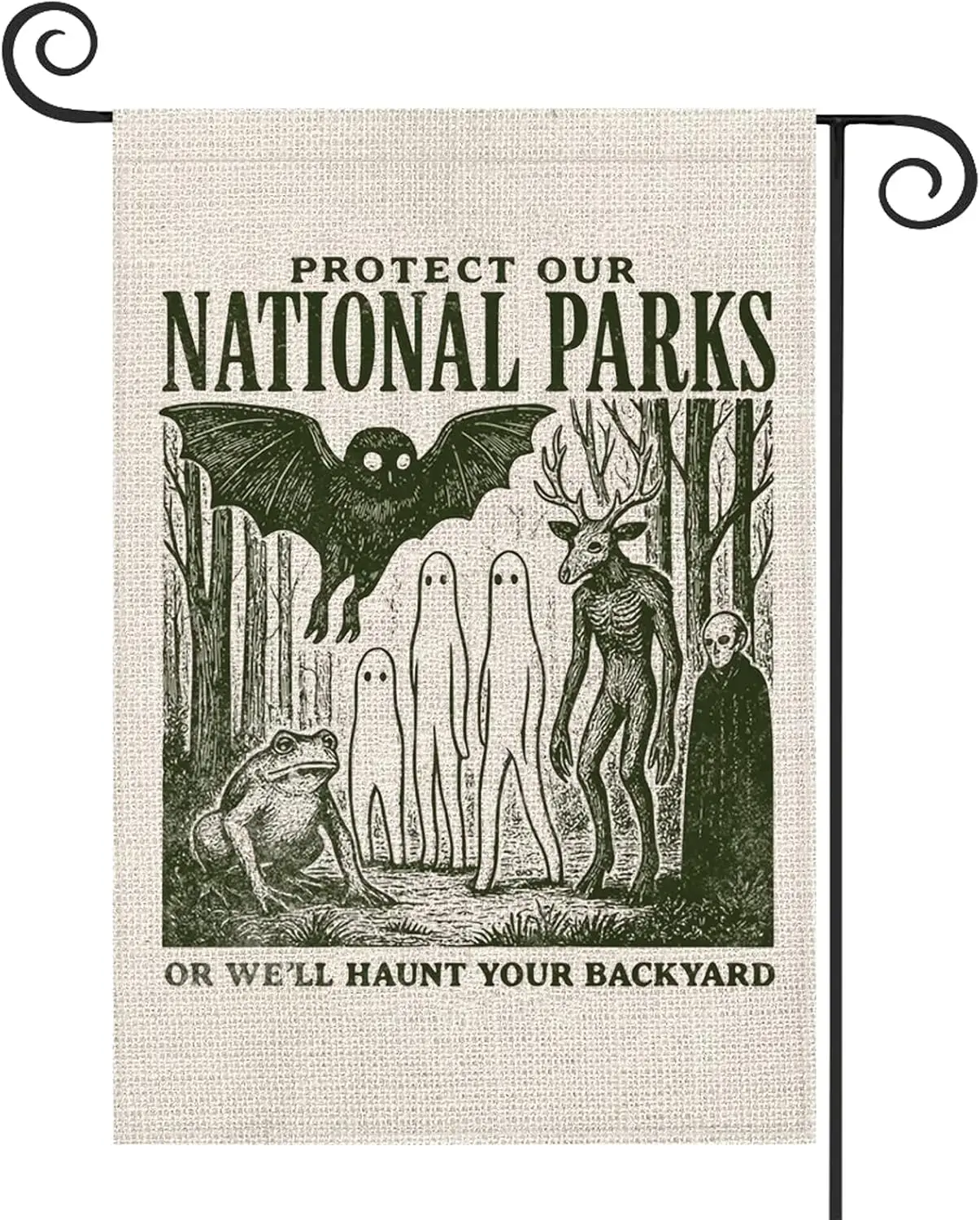 WCGXKO Funny Camping Gift Hiking Lover Merch Hiking Garden Flag National Park Gift Haunt Your Backyard Yard Sign Outdoor Dec yyi