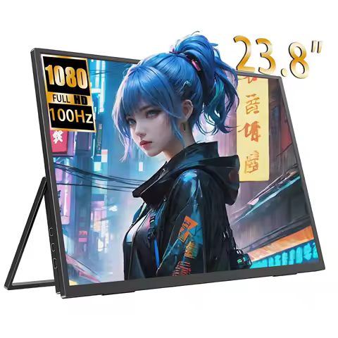 QQU 23.8-Inch Portable Monitor 1080P HDR 16:9 Low Blue Light For XBox PS4 / 5 Switch Cell Phone PC Loptop Extension Steam Deck