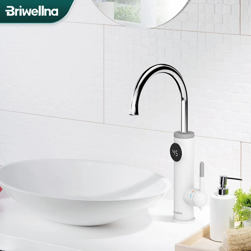 

Briwellna Electric Water Heater Flowing 220V Heating Tap Instant Hot Water Tankless Water Heating Geyser 2 in 1 Kitchen Faucet