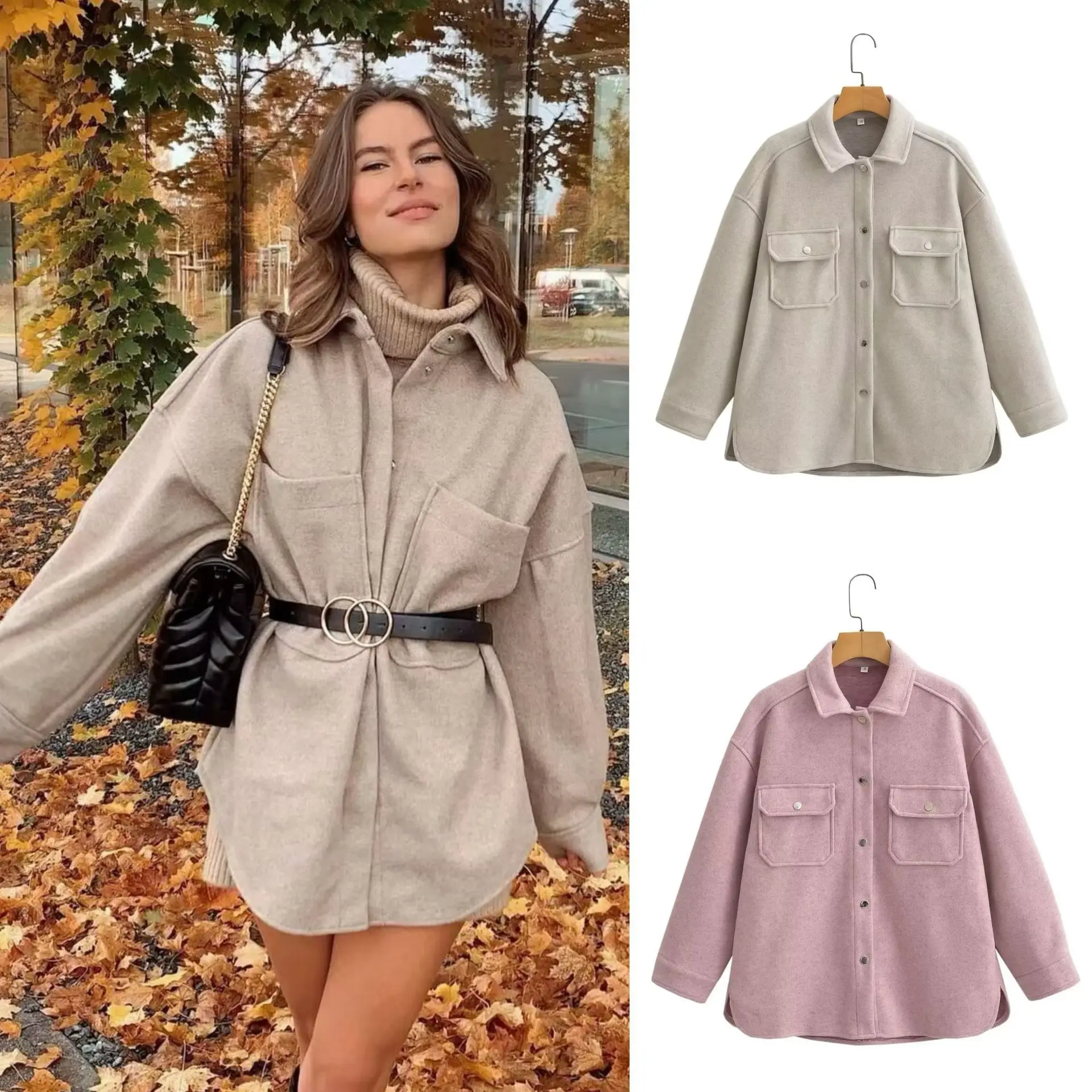 

New Outerwear Woman Winter Coats Women's Fashion Top Solid Color Woolen Jacket New Coats And Jackets Women Clothing Women's Tops