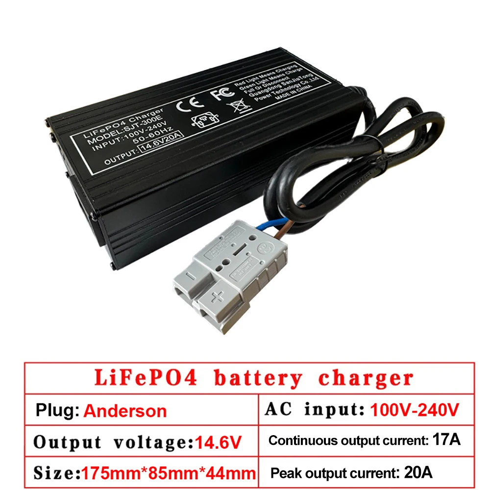 14.6V 20A Smart Lifepo4 Charger 110-220V 4S 12V 17A Charger For Lithium iron Phosphate Battery Pack XT60 XT90 Alligator Clip