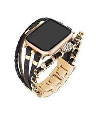 Vintage Bracelet Strap for Apple Watch Band 45mm 49mm 38mm 40mm 42mm 44mm Black Gold Watchband for iWatch 8 7 6 5 4 SE 3 2 1