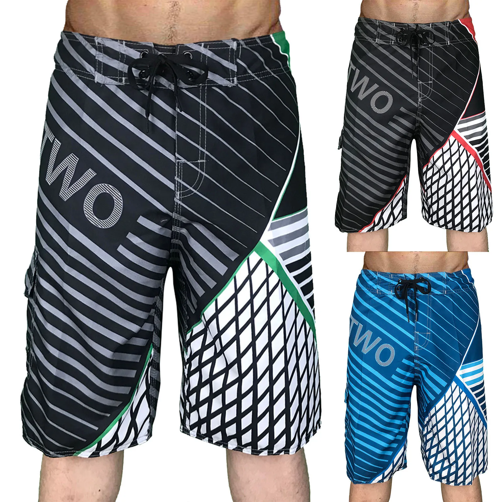 New Summer Men\'S Shorts Casual Breathable Jogging Fitness Pants Men Loose Printed Board Shorts Surf Beach Pants Swimming Trunks