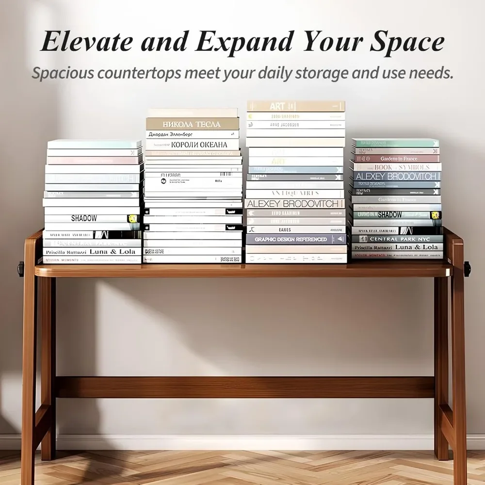 47.2x27.6x13.6 Inches Computer Desk for Small Spaces, Oak Study Table, Mid Century Modern Solid Wood Writing