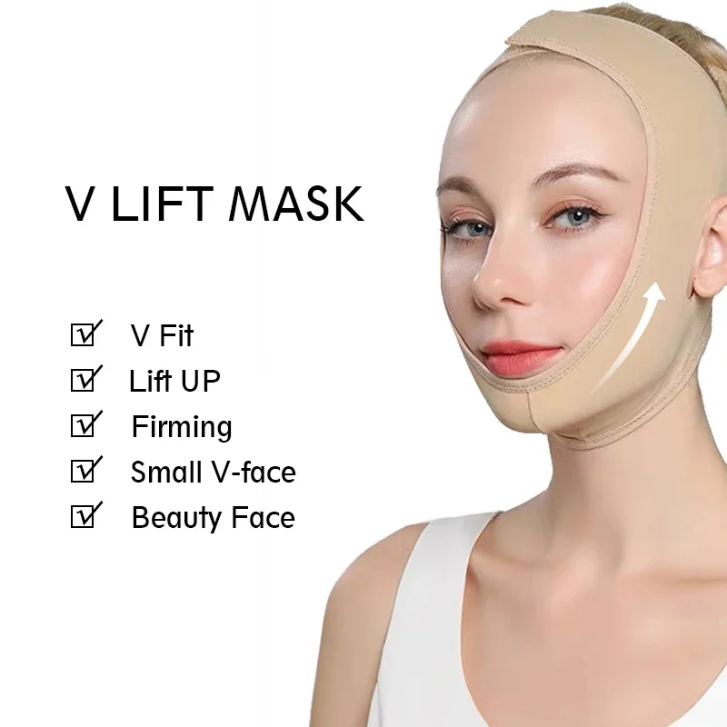 

Elastic Face Slimming Bandage V Line Face Shaper Women Chin Cheek Lift Up Belt Facial Massager Strap Face Skin Care Tools Beauty