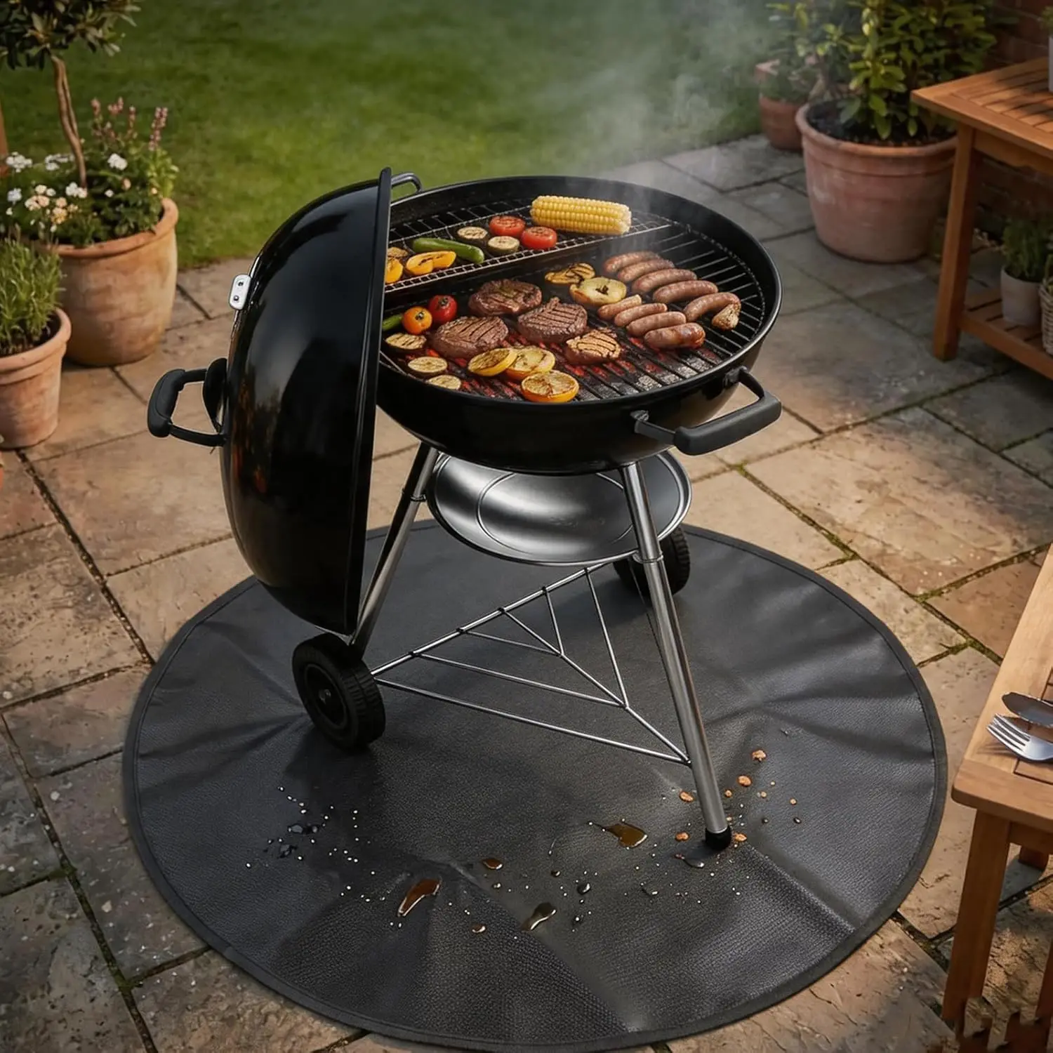 Under Grill Mat for Outdoor Grill Deck Protector, Double-Sided Fireproof Mat for Under Fire Pit, BBQ Grill Floor Mat