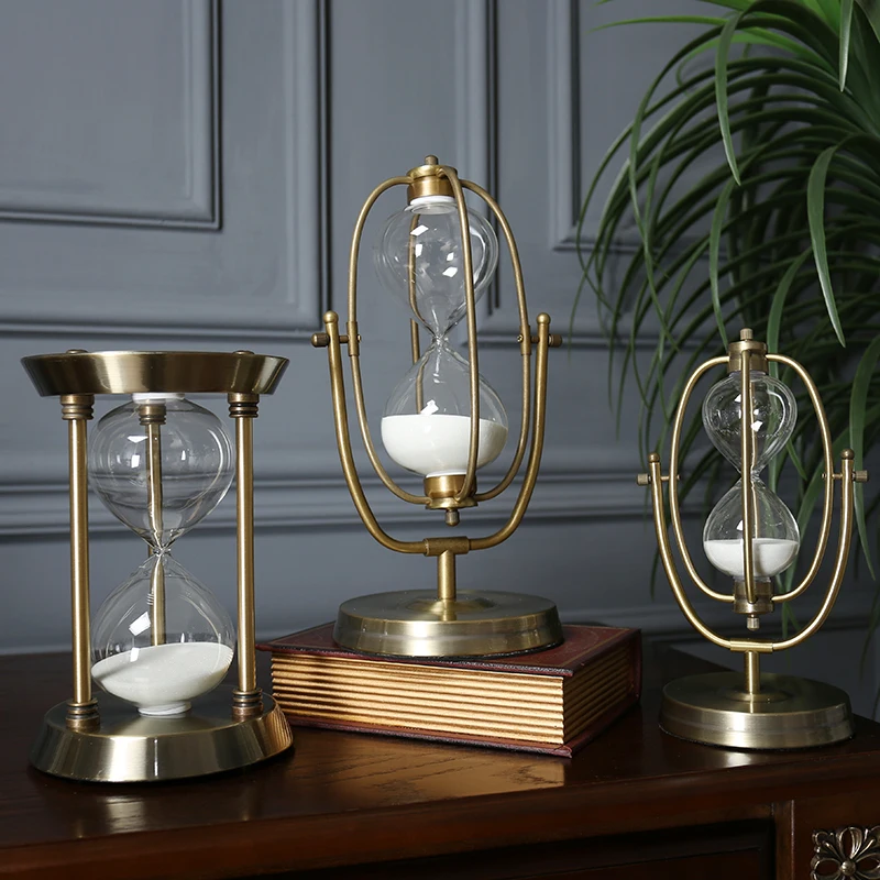 

Metal Timer Hourglass Ornaments European Style Home Furnishings Living Room Study Office Decoration