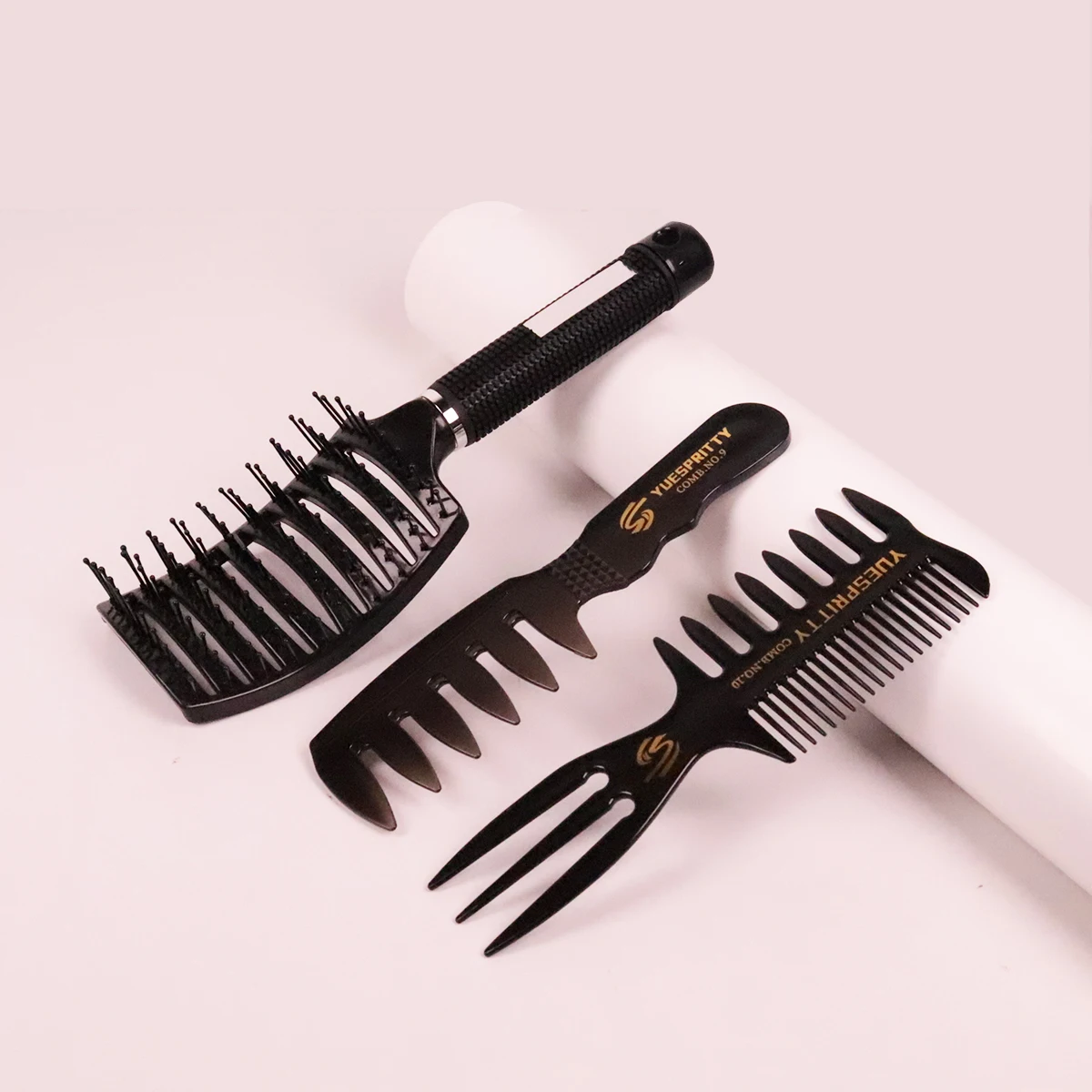 Professional hair salon styling comb set, hollow design massage comb, retro wide tooth comb Special for real hair wigs