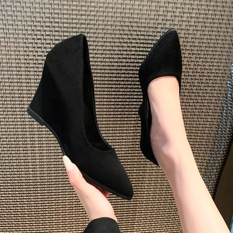 

2026New Style Fashion Wedges Heels Pointed Toe Women's Pumps Elegant Wedges Shoes Office Shoes Zapatos De Mujer