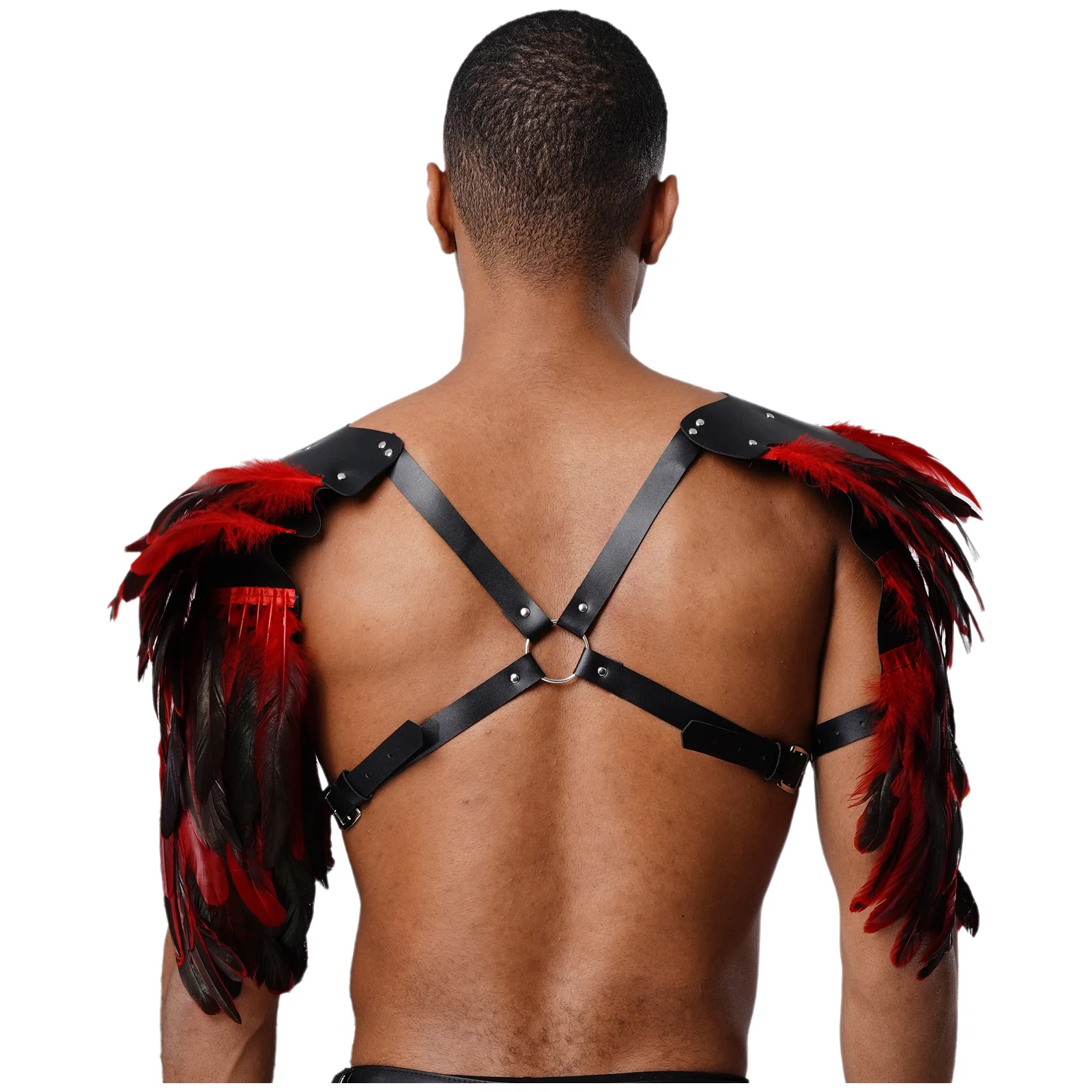 Sangles d'armure d'épaule gothiques Punk pour hommes, Rivets, joint torique lié, harnais de poitrine en cuir PU, haussements d'épaules, accessoire de Cosplay d'halloween