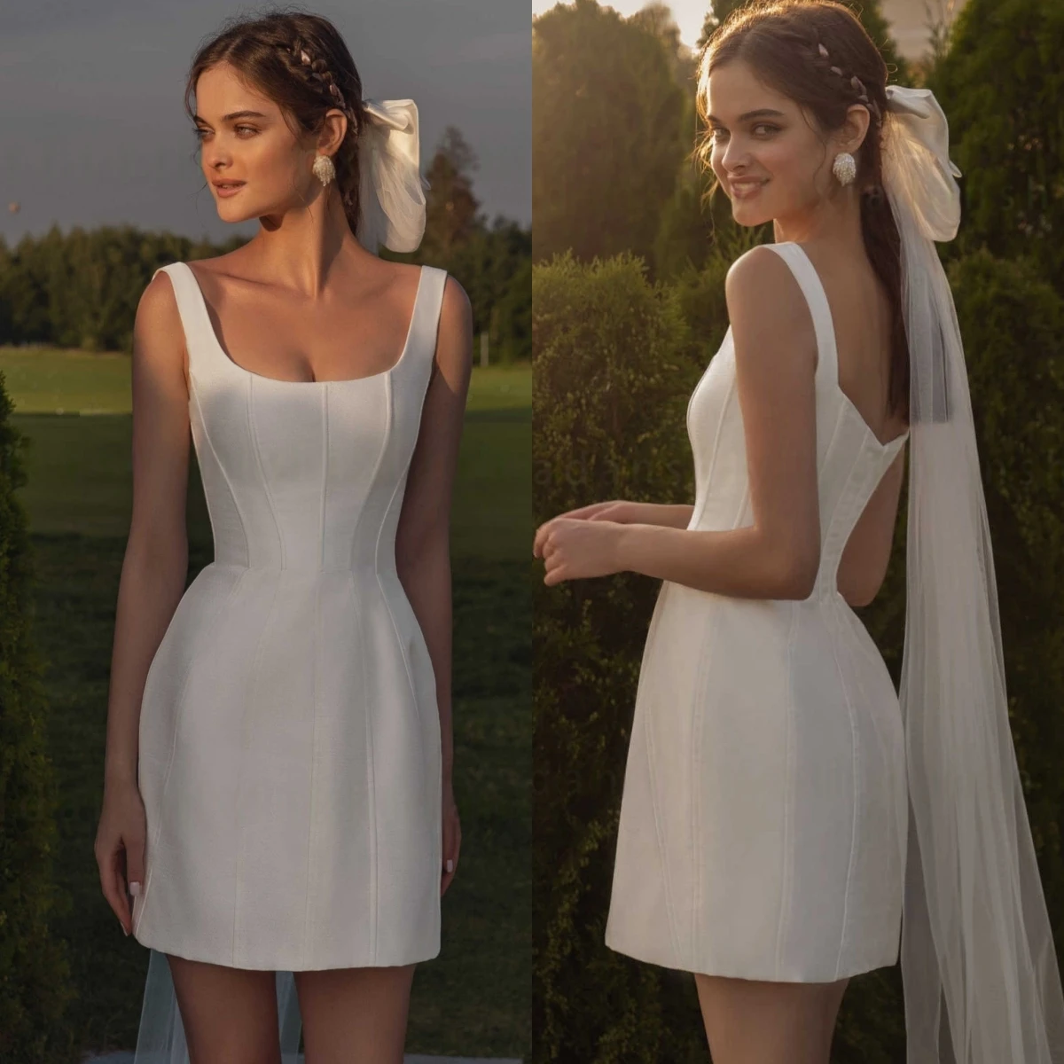 

Customized Elegant Satin High Quality 2025Wedding Dress Classic Square Collar Dreamy Bridal Party Temperament Bridal Gowns