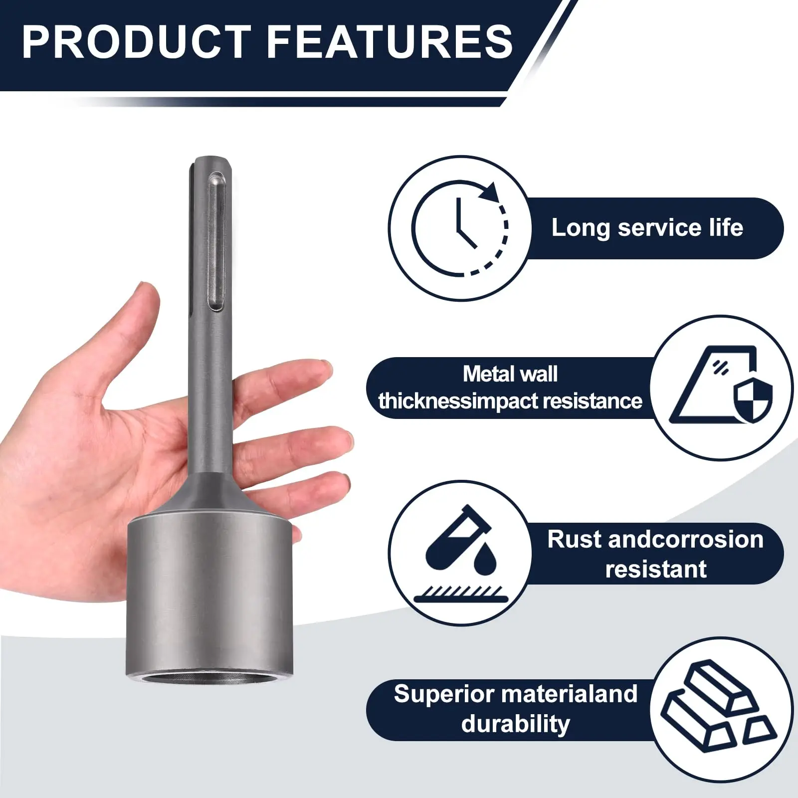 1pc SDS Plus T-Post Ground Rod Driver 88x34mm Rotary Hammer Drill Bit Ground Rod Driver Tool for Rotary Hammer Drill Ground Rods