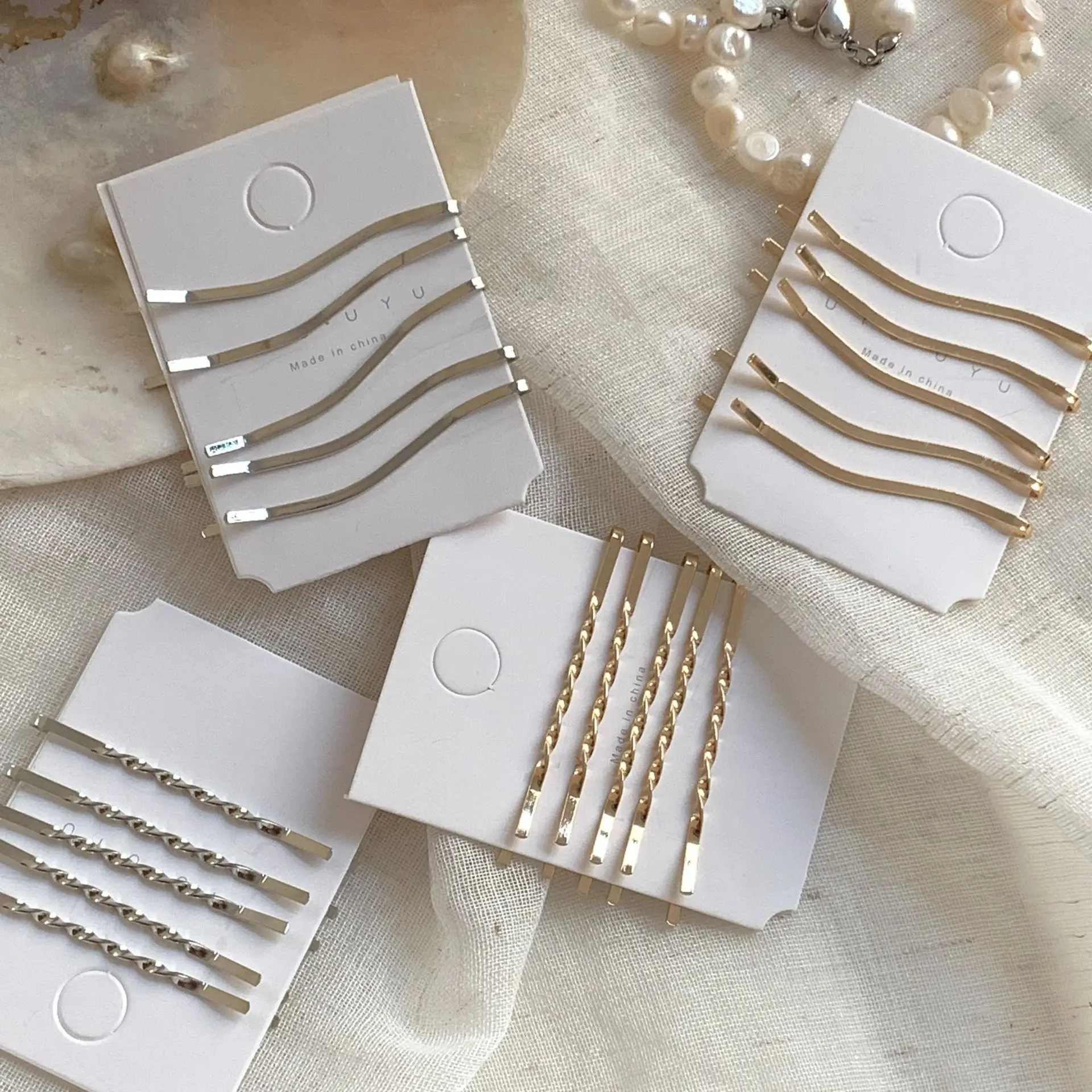 

Простые корейские модные универсальные металлические заколки для волос, золотистые, серебряные заколки с челкой, боковые заколки для волос, аксессуары для укладки волос спереди для женщин