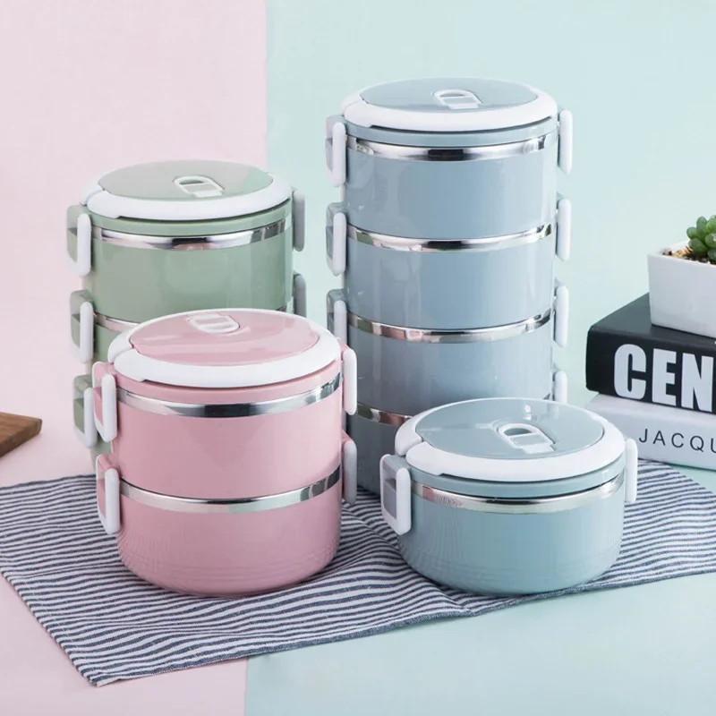 Eco-friendly Stainless Steel Sealed Lunch Box Portable Bento Box Heat Insulation Dinner Pail Food Containers Kitchen Dinnerware