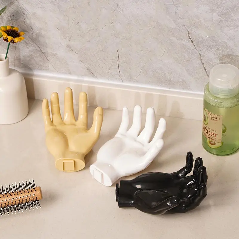 جدار شماعات شكل اليد تسرب صحن الصابون الحائط مفتاح سماعة تخزين الرف الحمام هيرباند حامل مجوهرات السنانير #4