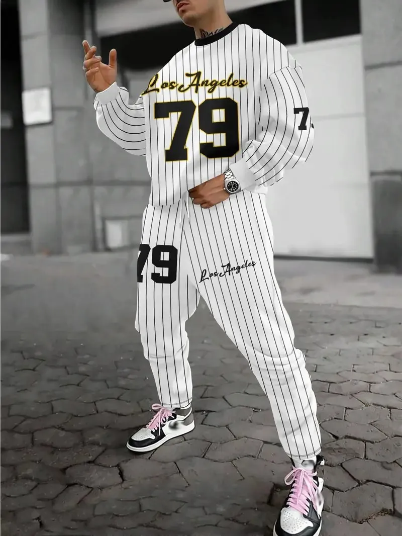 

New men's long sleeves and long pants for Spring and Autumn 2025 comfortable casual and sporty with digital print