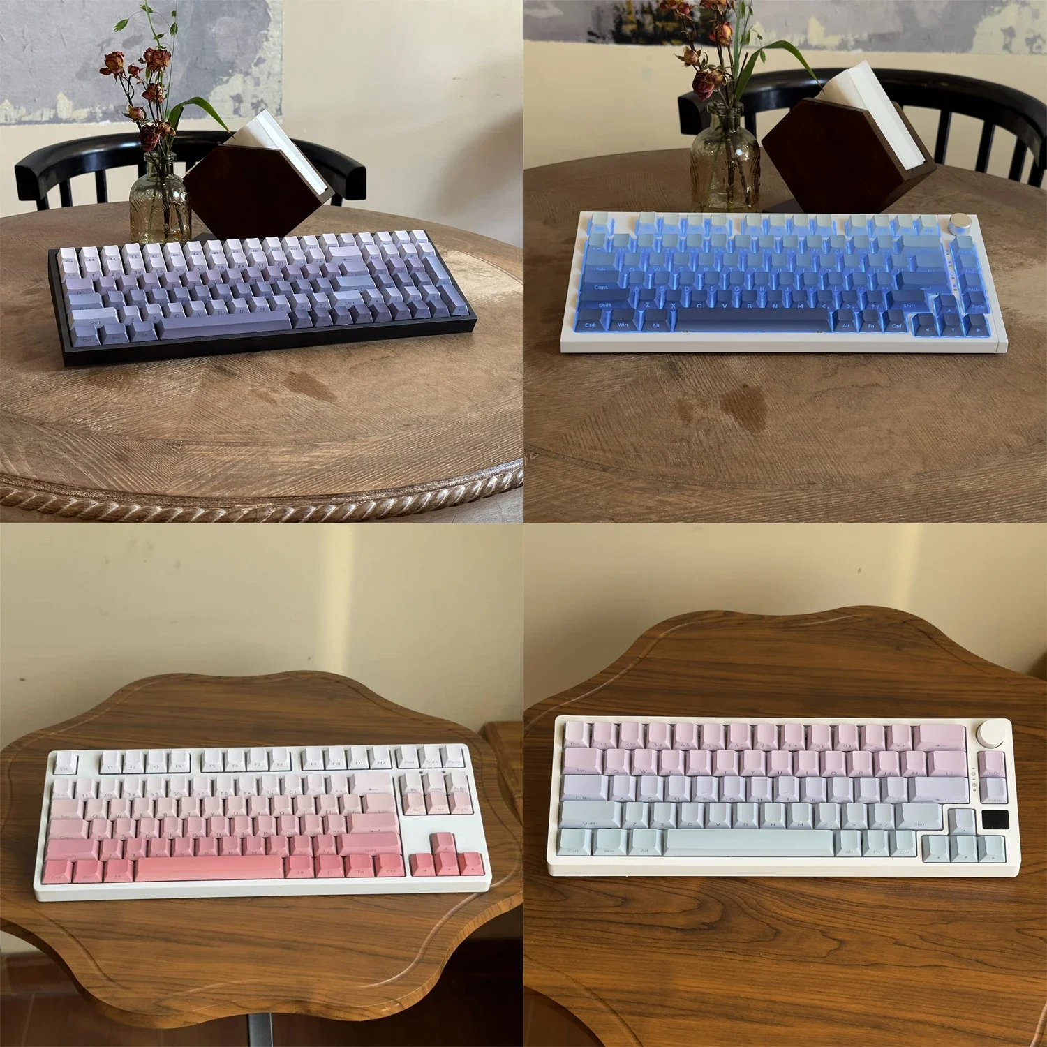 Lemonade Theme Dye Sub Shine Through PBT Keycaps 127 Keys Side Print Keycaps Cherry Profile for Cherry MX Switch Gaming Keyboard