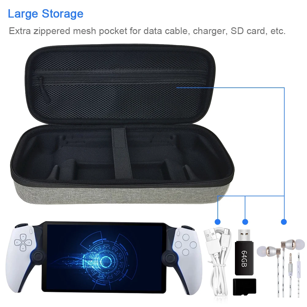 Étui Portable EVA, étui de transport rigide avec poche en maille, étui de voyage de protection Anti-chute pour portail PS5 pour portail PlayStation
