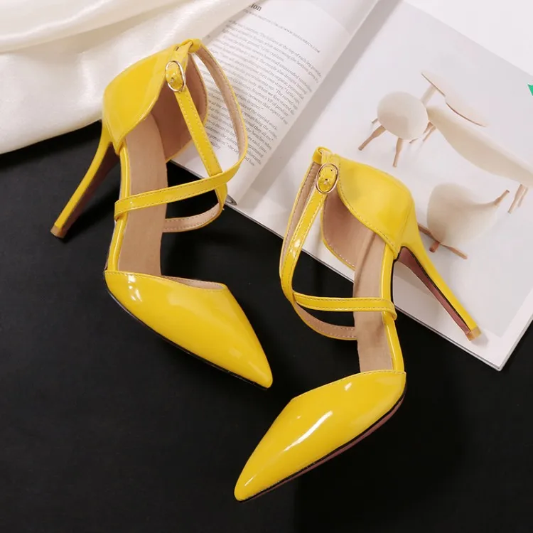 Big Size high heels sandals women shoes woman summer ladies    spike   Package the heel  pointed   buckles