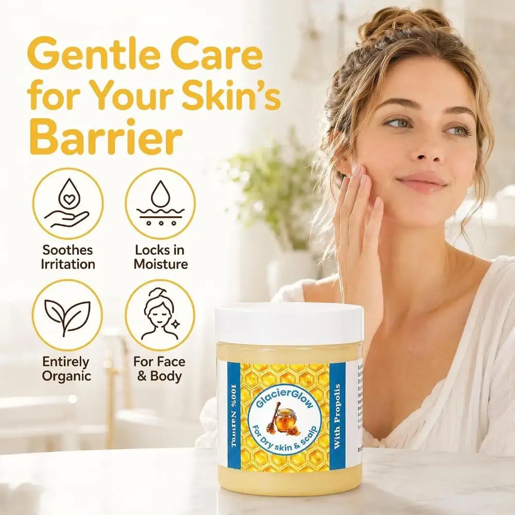GlacierGlow Propolis Honey Body & Scalp Balm Gentle Repair Soothing Massage Cream For Dry Skin Scalp Natural Skin Care Ointment
