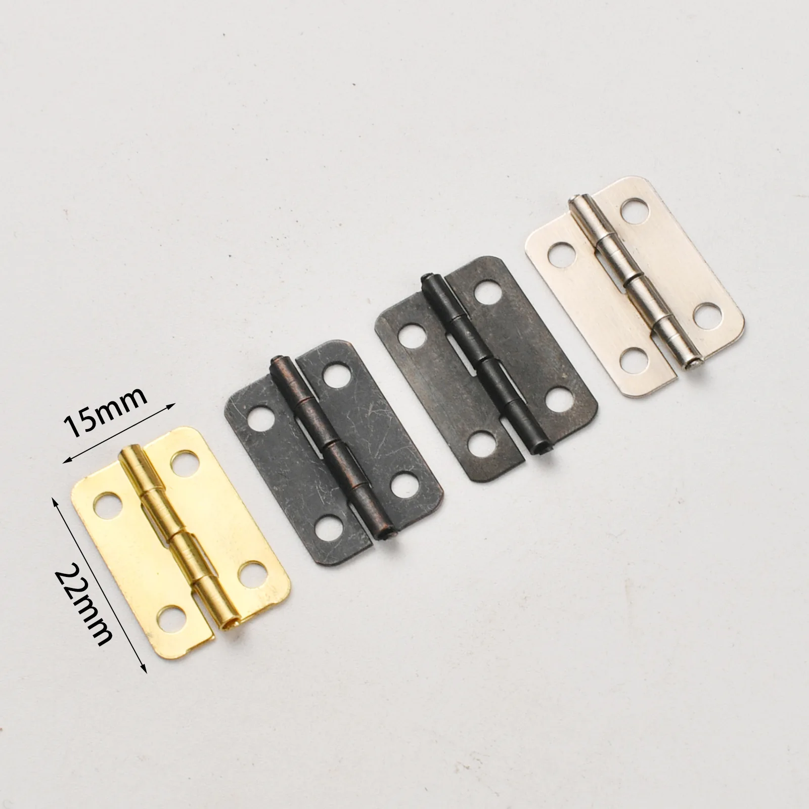 New Chinese style yellow rounded corners 22 * 15mm iron sheet flat hinge wooden box hinge packaging iron sheet thickness 05