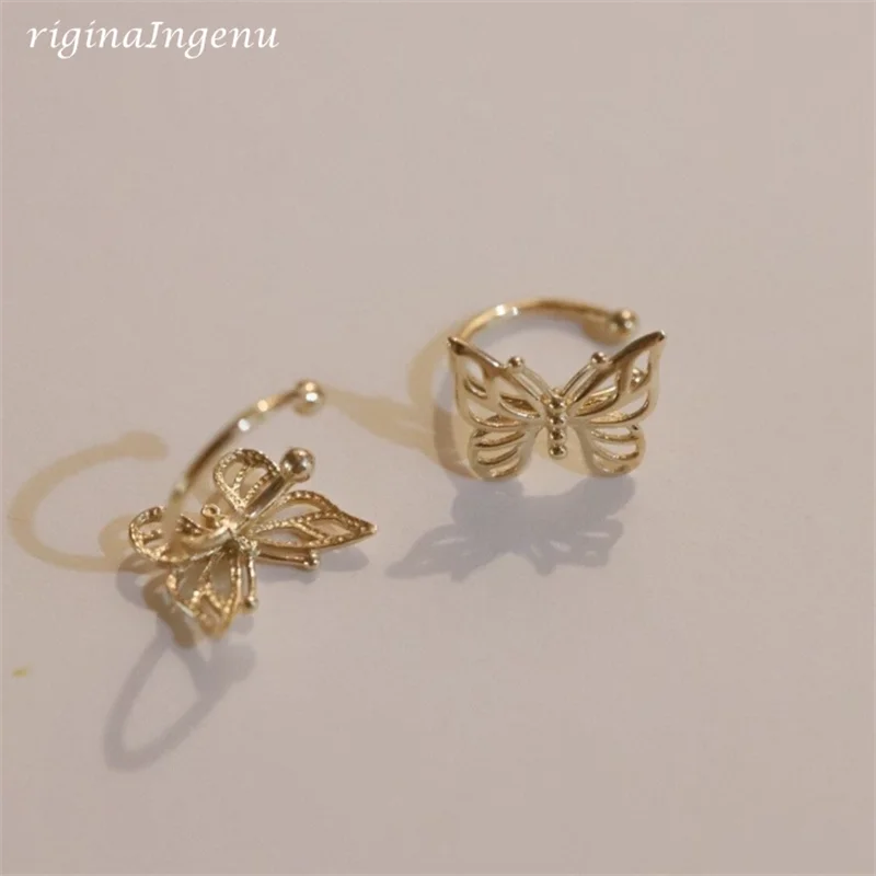 Imagem -05 - Solid 9k Gold Ear Cuff Falso Piercing Brincos Dainty Butterfly Ear Cuff Ouro Amarelo Jóias Finas Mulheres Resistentes a Tarnish Jóias