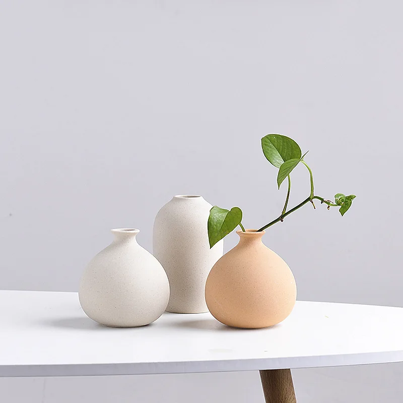 

Small ceramic vase, brown oval floral implement, Nordic minimalist hydroponic plant, high-end home soft decoration