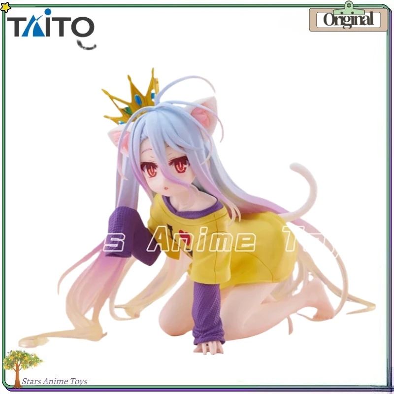 

Original TAiTO Desktop Cute Doll NO GAME NO LIFE Shiro Cat Ear Sleeve Clothing Anime Figures Models