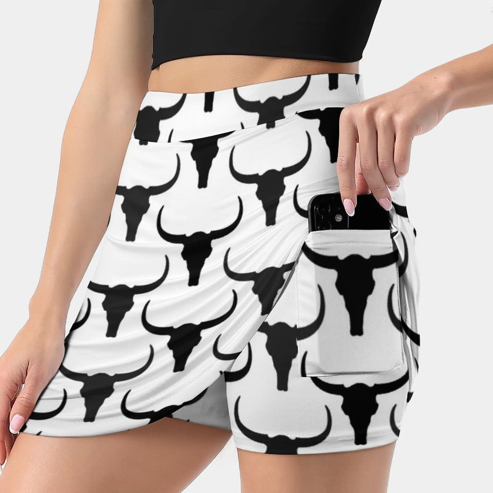 

Longhorn Skull Skirts Woman Fashion 2022 Pant Skirt Mini Skirts Office Short Skirt Western West Wild West Wild Wild Wild West