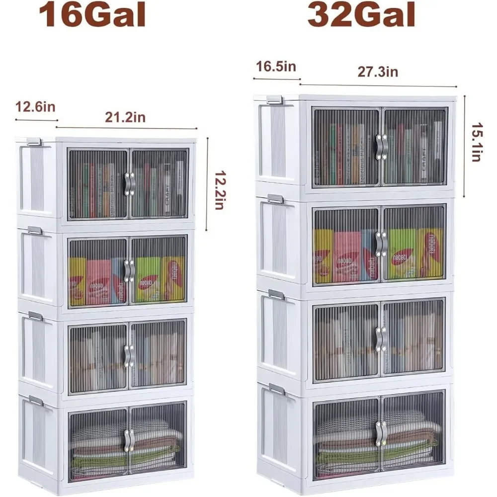 Imagem -05 - Caixa de Armazenamento Empilhável com Tampa Porta e Rodas Caixa de Armazenamento de Plástico Organizador do Armário Porta Dupla Pack 66qt