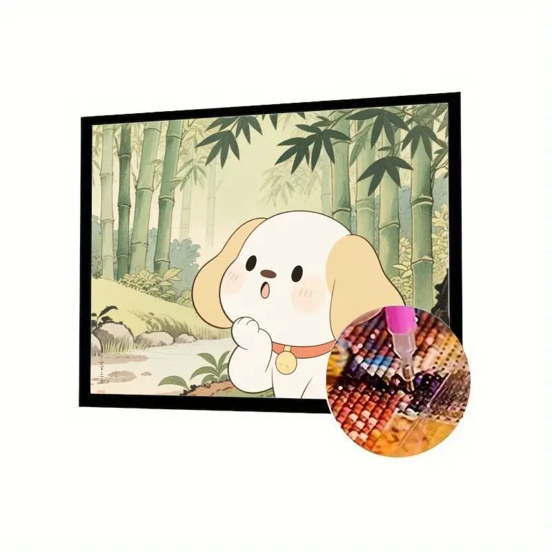 

1 шт. милый мультяшный щенок в бамбуковом лесу 5D набор для алмазной живописи-полная дрель DIY Diamond Art Craft, расслабляющая деятельность для снятия стресса