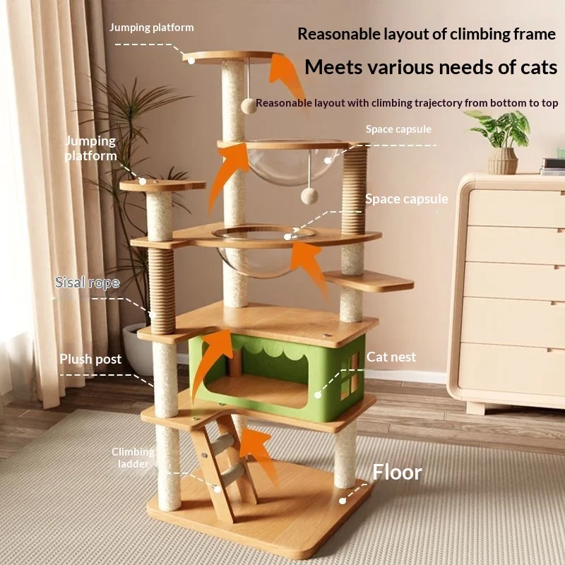 Cama escalonada para gatos multijuego con plataforma elástica - imagen 3