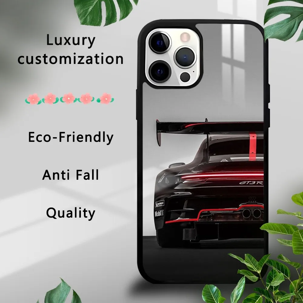 Sports GT3-RS Supercar-911 Phone Case For iPhone 15 14 13 12 11 Pro Max Plus Mini Luxury Mirror Hard Funda