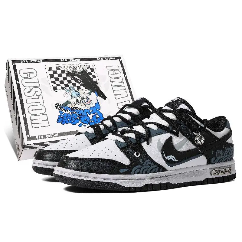 

[Женская модель на заказ "Thousand Miles of the Vast Sea" S-BOX] Низкие туфли для скейтборда Nike Dunk GS Синий Черный