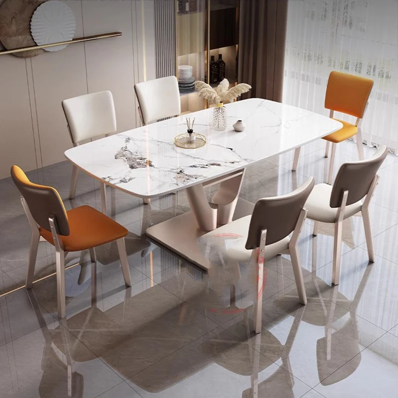 

Rectangular Luxury Dining Table Unique Waterproof White Living Room Dinning Tables Modern 4 Chairs Mesas De Comedor Furniture