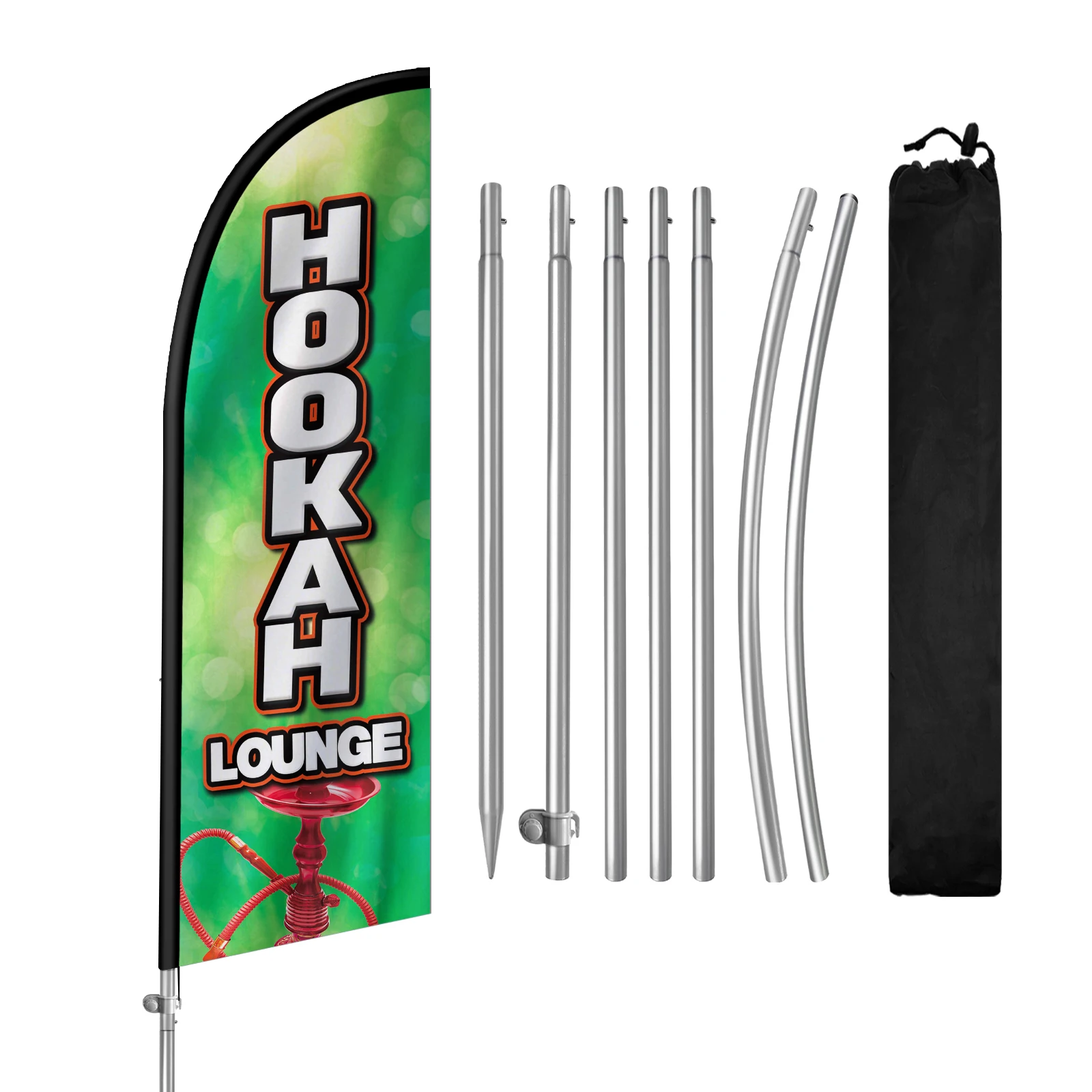 FSFLAG-The Hookah Feather Flag with Aluminum Flagpole, Advertising Outdoor Banner Decoration for Business, 280cm,1Pc