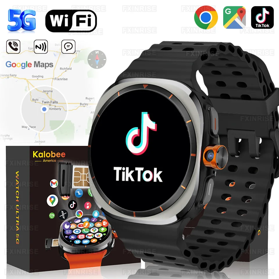 New Galaxy Watch 7 5G SIM Card Network Smart Watch Rotate Camera GPS Wifi NFC Tiktok Google Play Android Smartwatch For Samsung