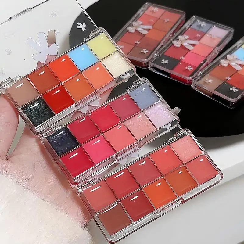 ลิปกลอส Palette กระจกคริสตัลลิปกลอส Moisturizing Water Glass สีแดงสีส้ม Lip Oil Balm เซ็กซี่อวบแต่งหน้า Jelly Lip Gloss