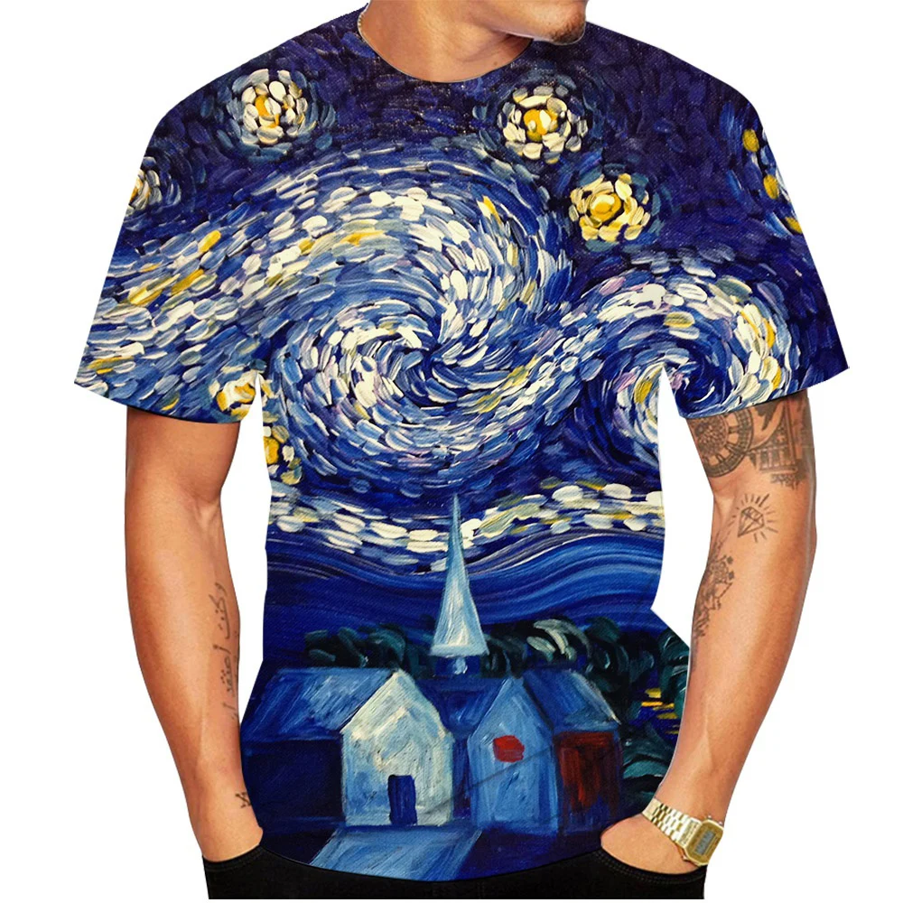 Van Gogh Art T Shirts Flower Floral 3D Print Men Woman Streetwear Short Sleeve T-Shirt Oversized Harajuku Kid Tops Tees Clothing