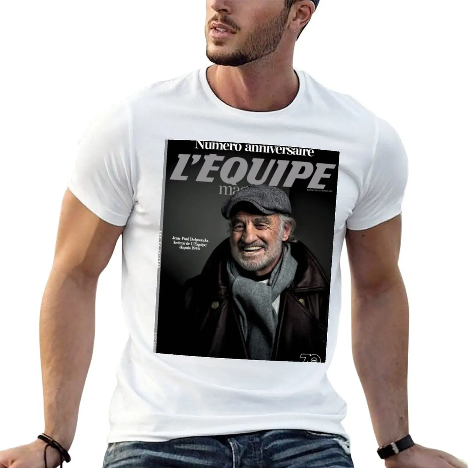 Camiseta Jean Paul Belmondo, camisetas personalizadas para hombre, camisetas gráficas divertidas, camiseta de algodón