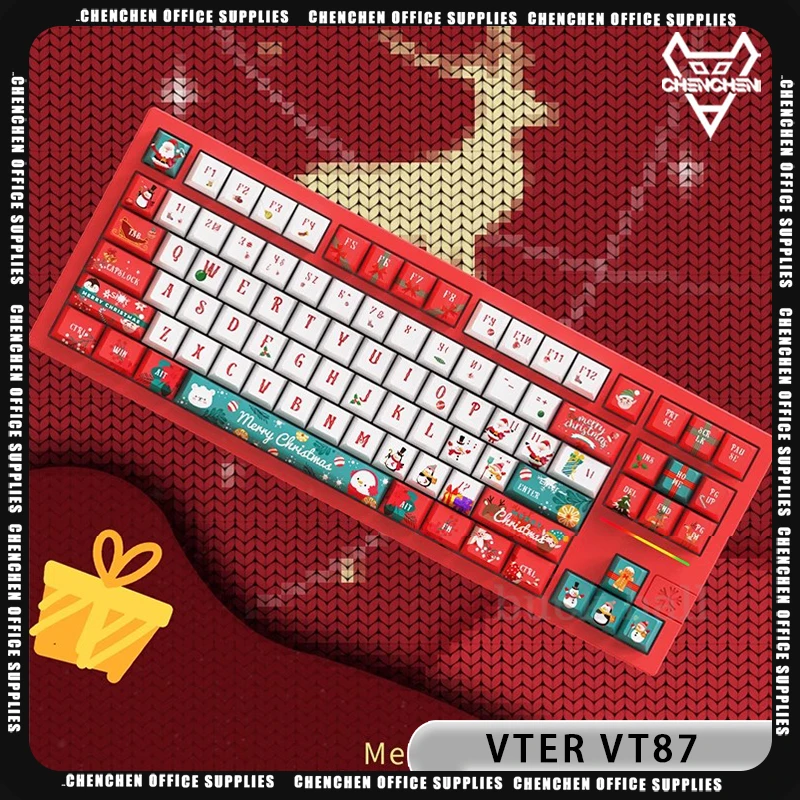 Feker VT87 Mechanical Keyboard Aluminum Alloy 3 Mode Keyboard RGB Hot Swap Backlight PC Customization Christmas PC Office Gift