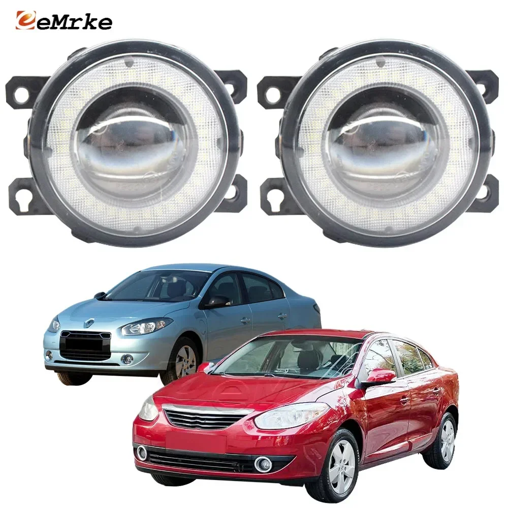 ชุดประกอบไฟตัดหมอก LED 2x + วงแหวน DRL ไฟวิ่งกลางวันรัศมีสำหรับ Renault Fluence L30 Samsung SM3 2010 2011 2012