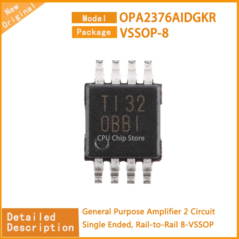 5Pcs/Lot  New Original  OPA2376AIDGKR  OPA2376 General Purpose Amplifier 2 Circuit Single Ended, Rail-to-Rail 8-VSSOP