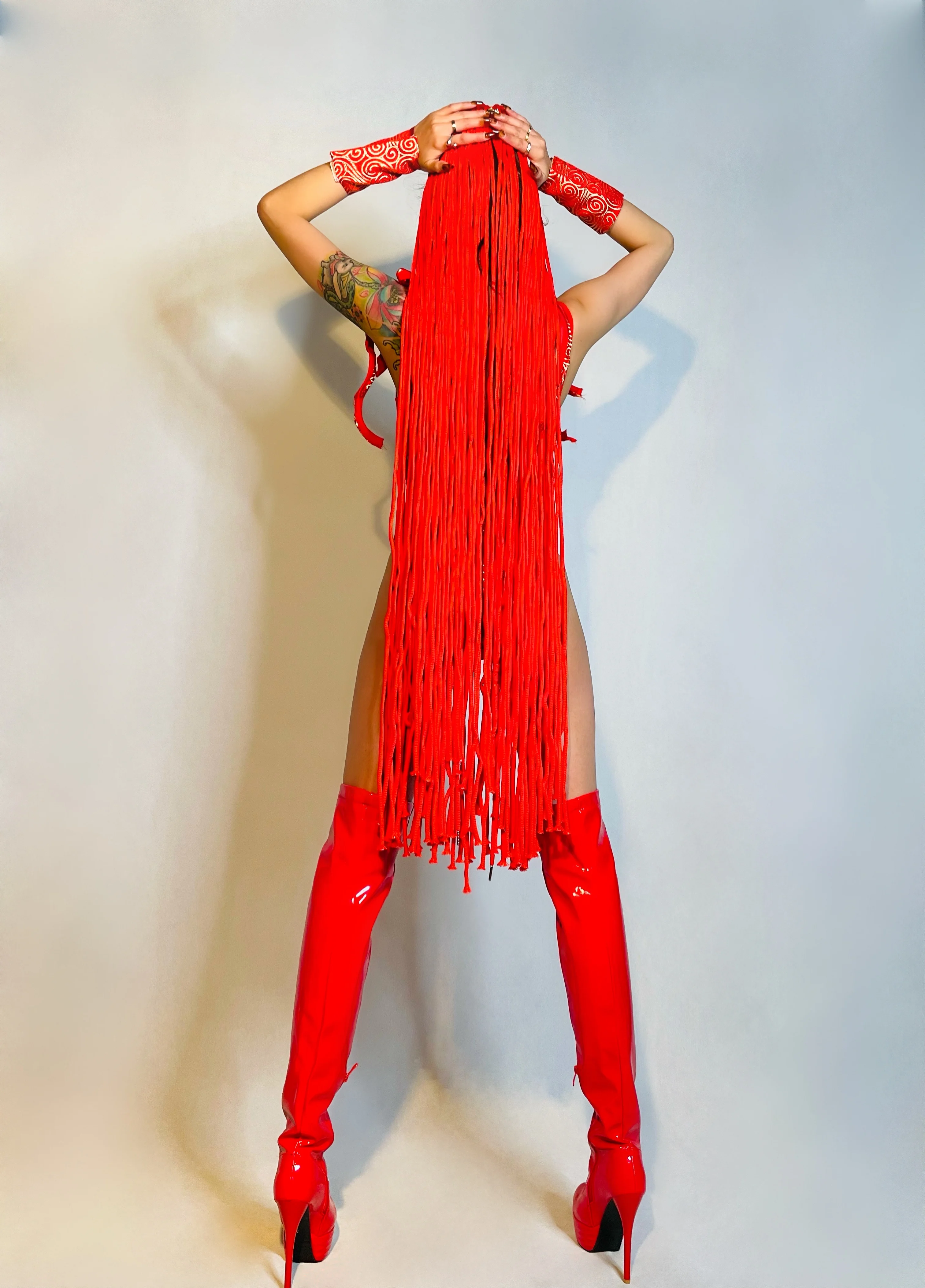 2025 레드 비키니 바디수트 섹시 폴댄스 의상 페스티벌 댄스웨어 파티 레이브 의상 바 고고 댄스 공연 의류 yj153