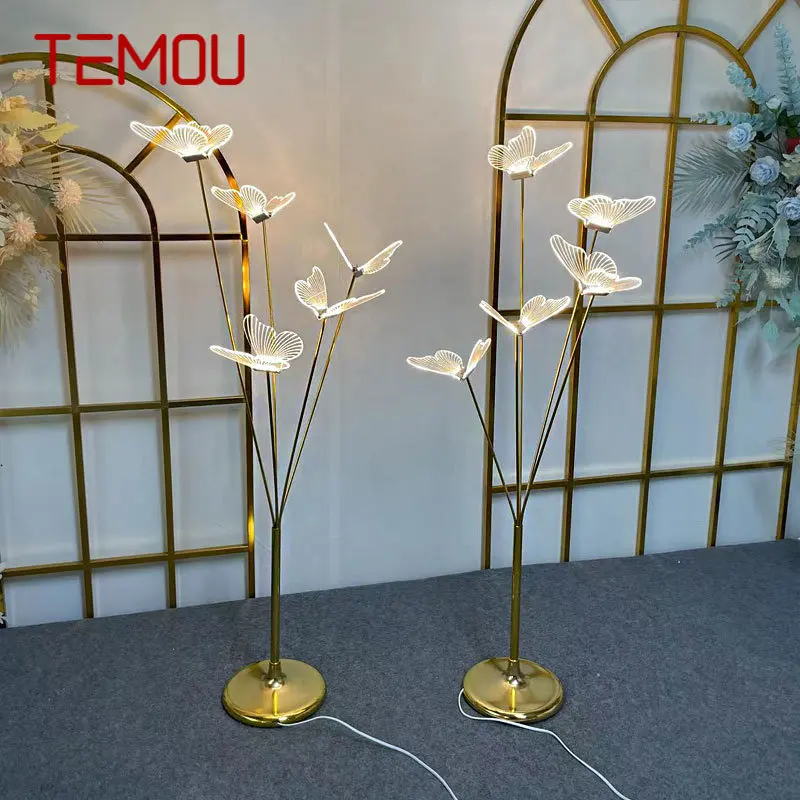 

TEMOU Modern Landscape Atmosphere Floor Lamp LED Creative Butterfly Standing Lights for Wedding Party Stage Background Decor