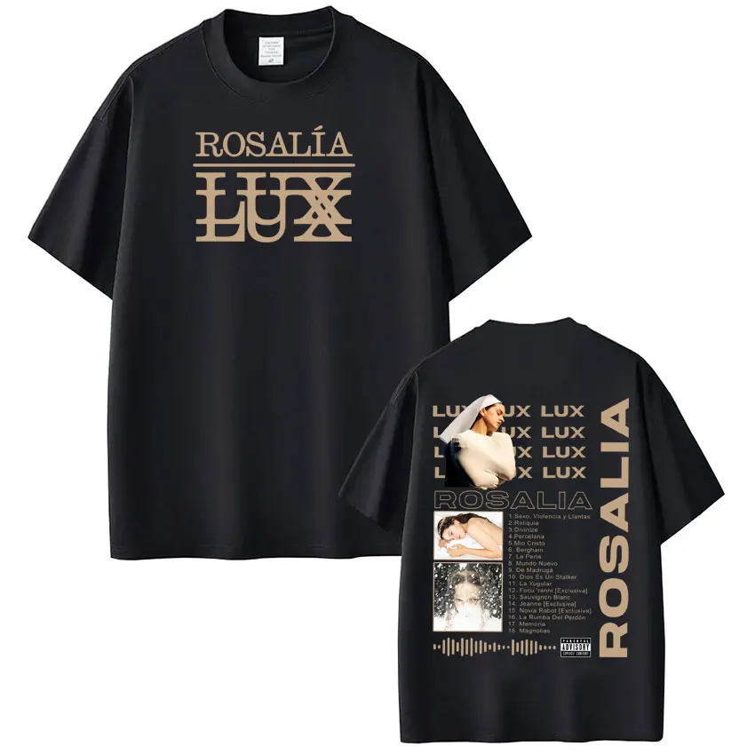 

Singer ROSALÍA Lux Album 2026 Tour Tees Men Women Fashion T Shirt Short-sleeved Loose Aesthetic Trend Cotton T-shirts Streetwear
