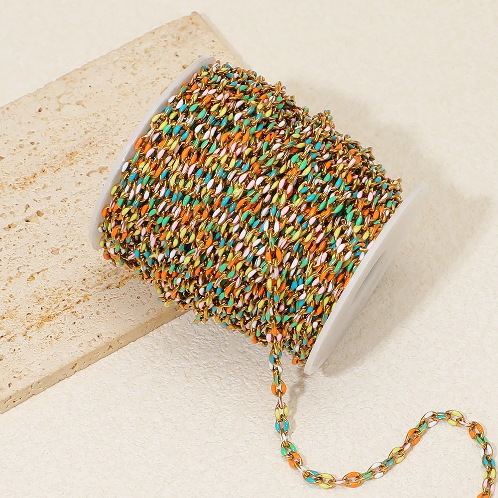1 Meter Edelstahl-Emaille-Ovalketten für DIY-Mode-Schmuckzubehör, Halsketten, Ohrringe, Armbänder, Bastelbedarf – Detail 4