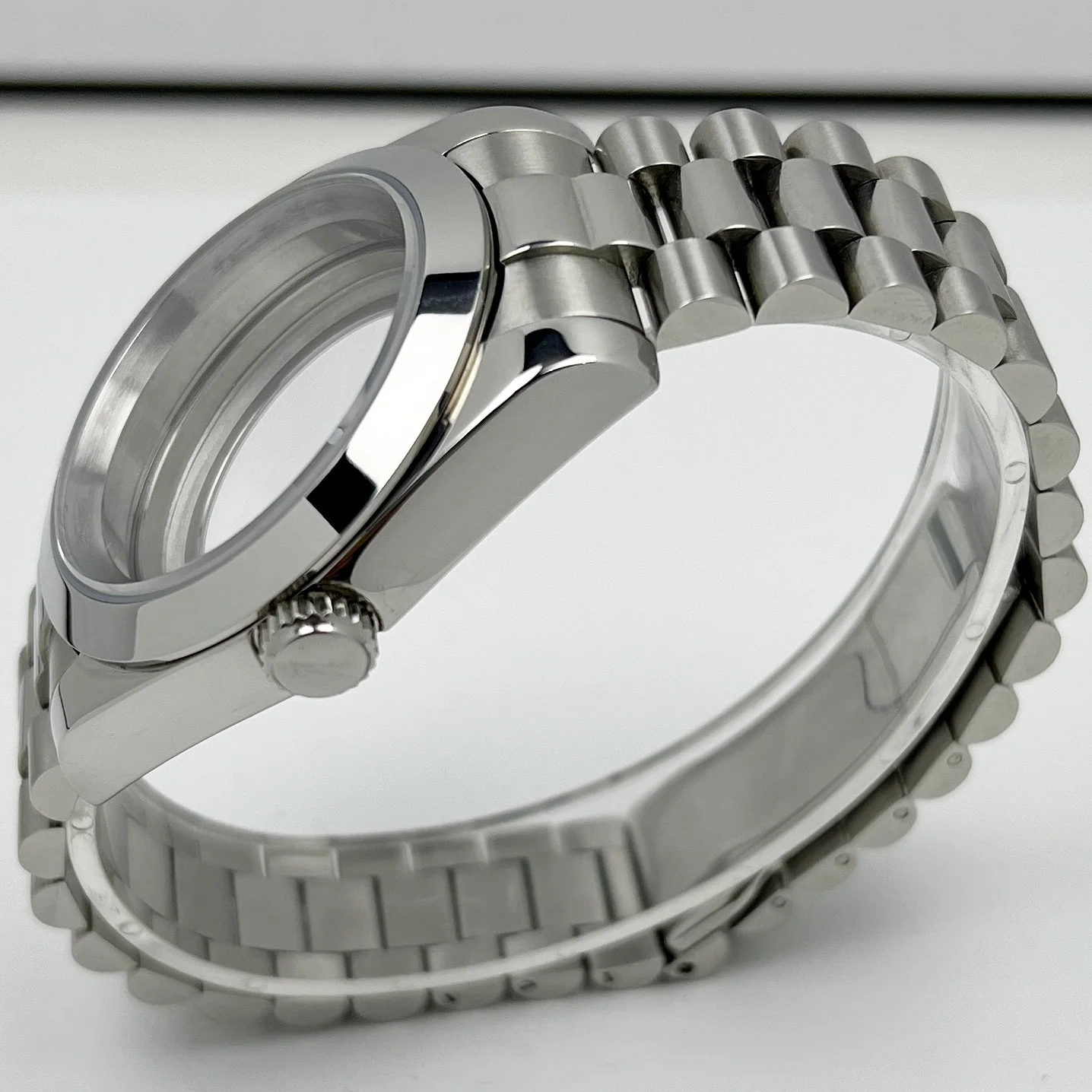 39mm NH35 Case DJ Bezel Sapphire Crystal Glass President Bracelet Stainless Steel Watch Case For NH35 NH36 Seik Mod