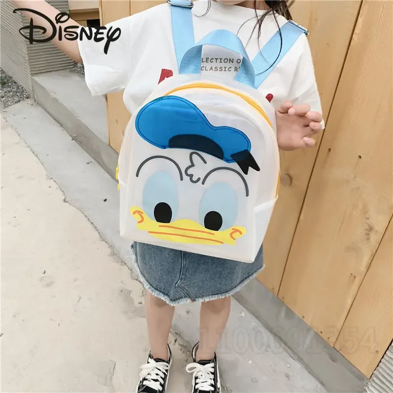 Disney Donald Duck New Children\'s Backpack Cartoon Girls Backpack PVC Transparent Large Capacity Fashion Children\'s School Bag