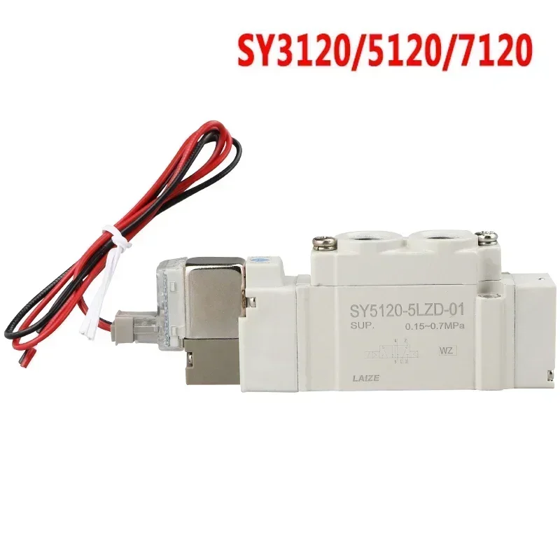 SMC Type high quality 5 port 2 Solenoid Valve SY3120 SY5120 SY7120-4LZD/5LZD/6LZD Normal Close Internal Pilot Automation Valve